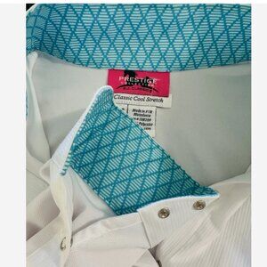 RJ CLASSICS White Show Shirt 36 Aqua Blue